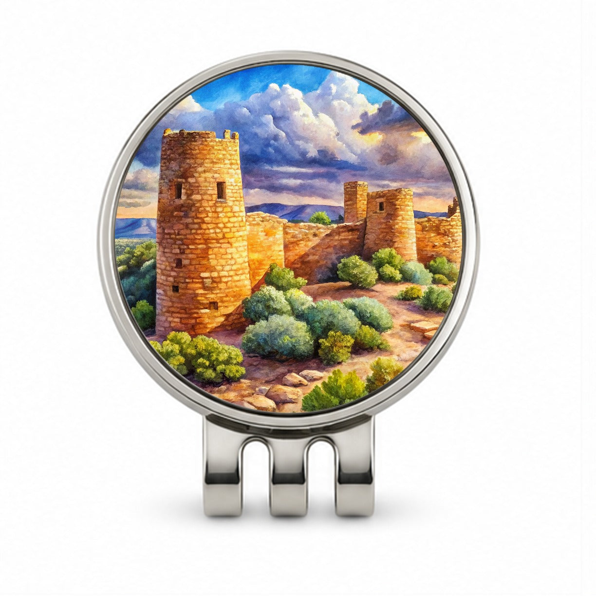 Hovenweep National Monument Colorado, Utah Watercolor Style Golf Hat Clip with Ball Marker