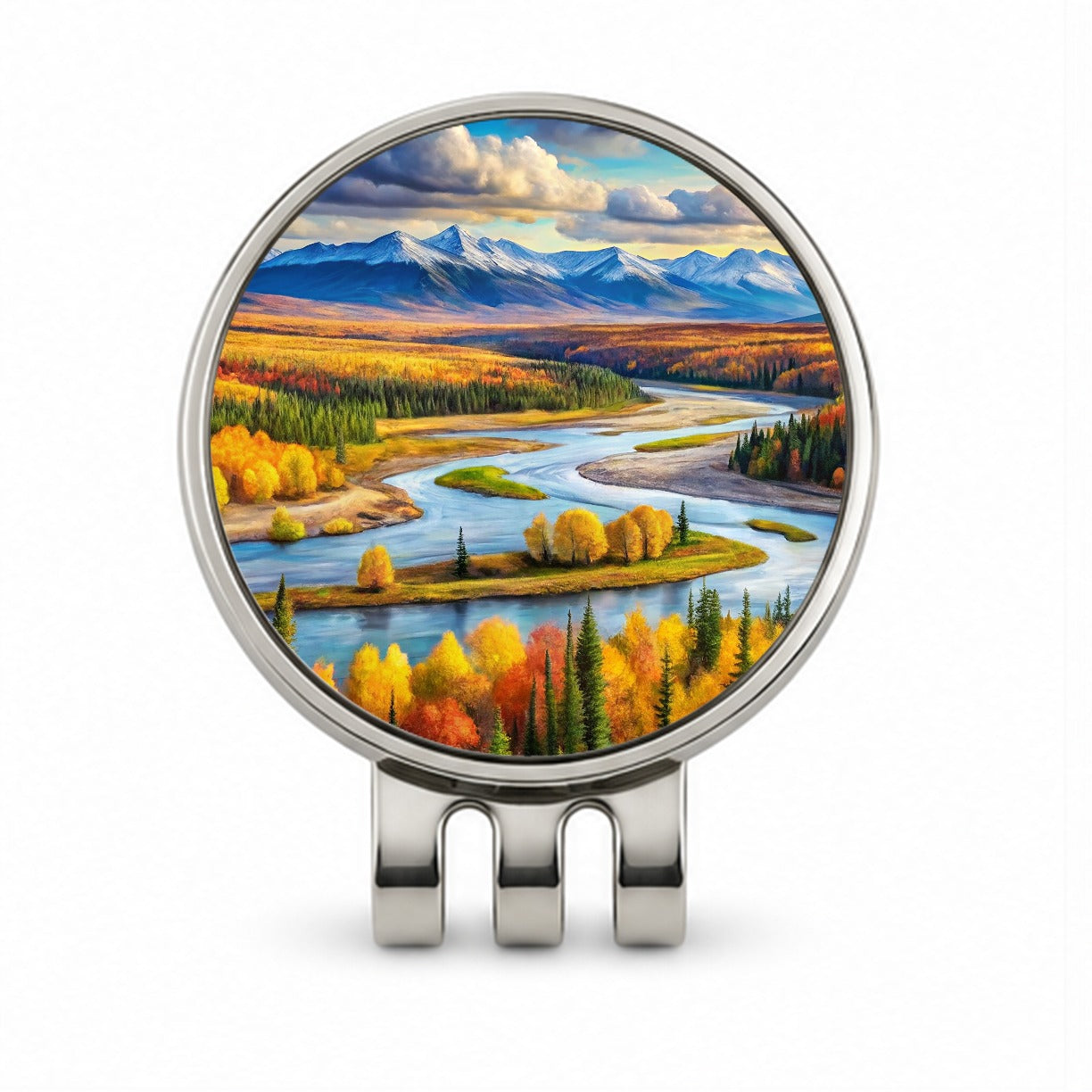 Kobuk Valley National Park Alaska Watercolor Style Golf Hat Clip with Ball Marker