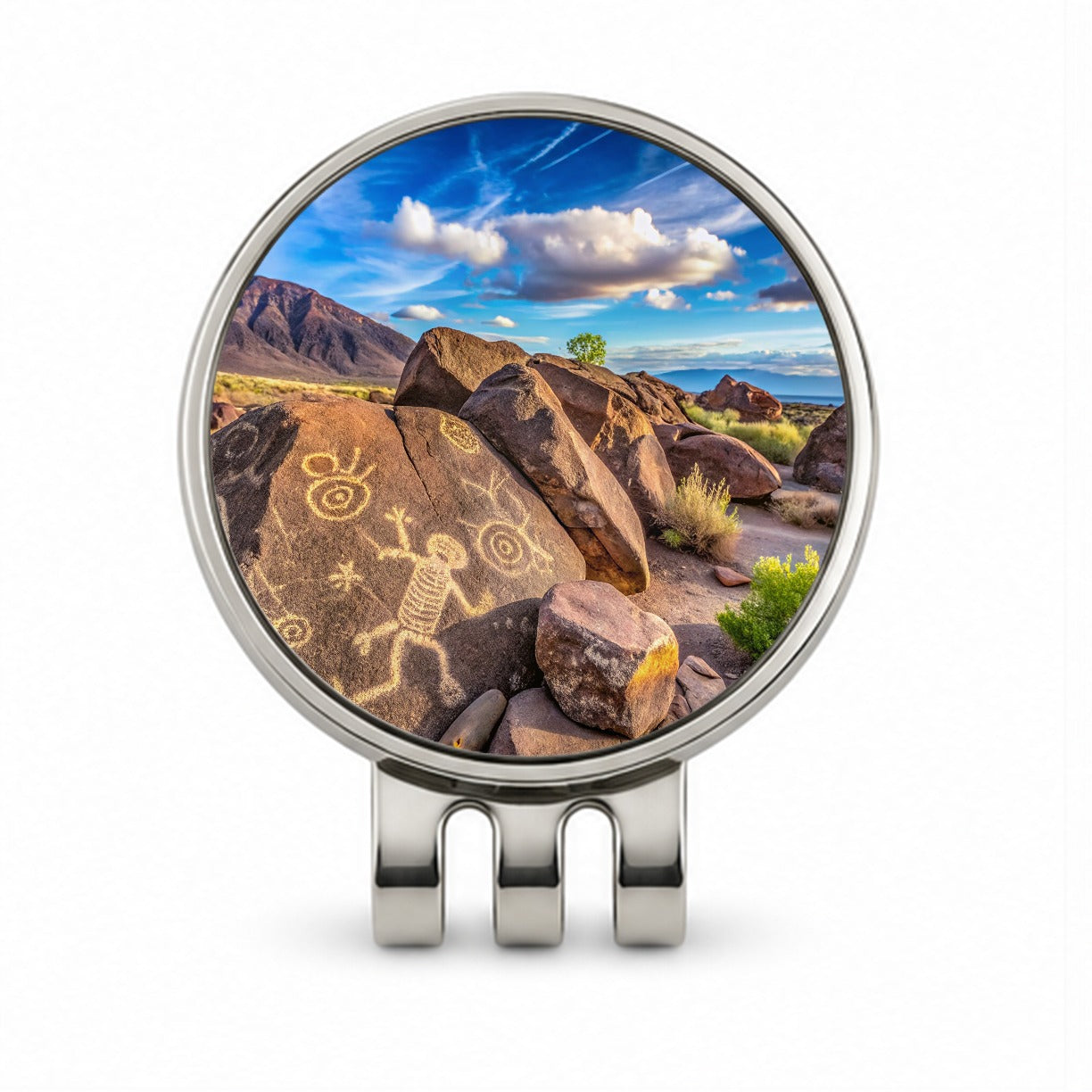 Petroglyph National Monument New Mexico Watercolor Style Golf Hat Clip with Ball Marker