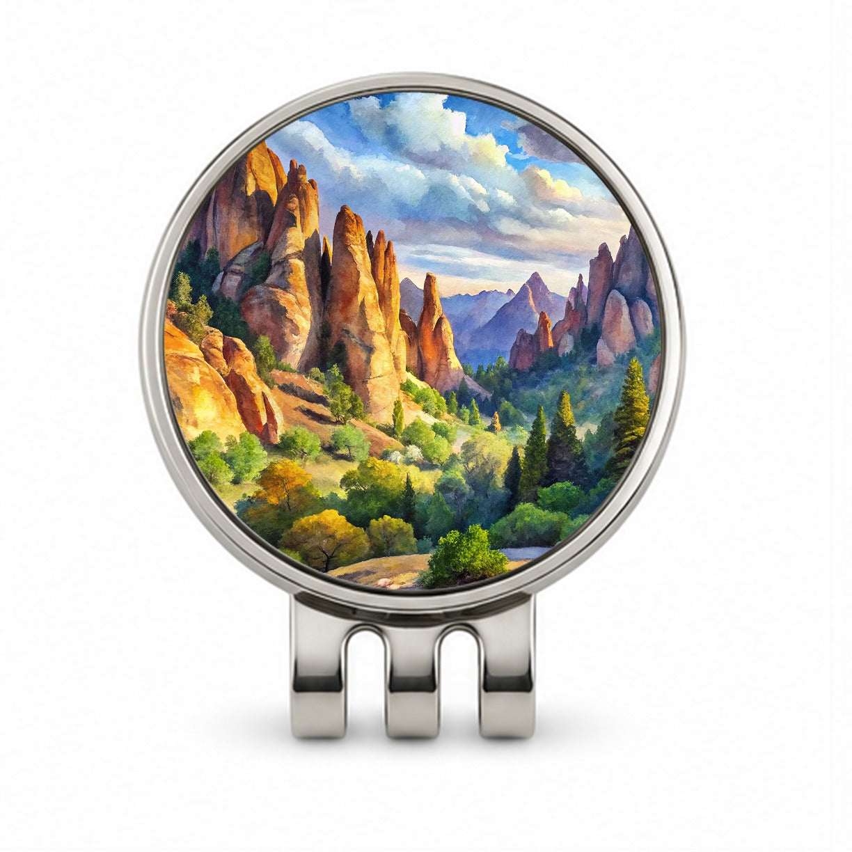 Pinnacles National Park California Watercolor Style Golf Hat Clip with Ball Marker