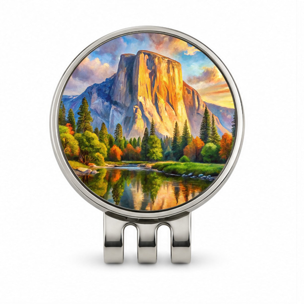 Yosemite National Park El Capitan Watercolor Style Golf Hat Clip with Ball Marker