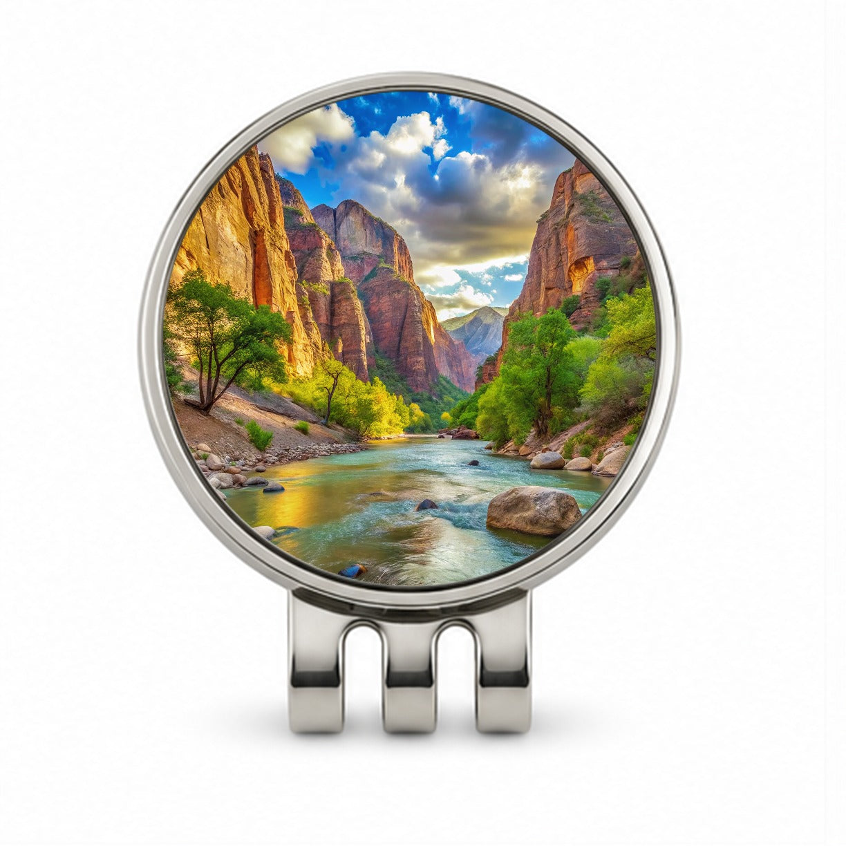 Zion National Park Utah Watercolor Style Golf Hat Clip with Ball Marker