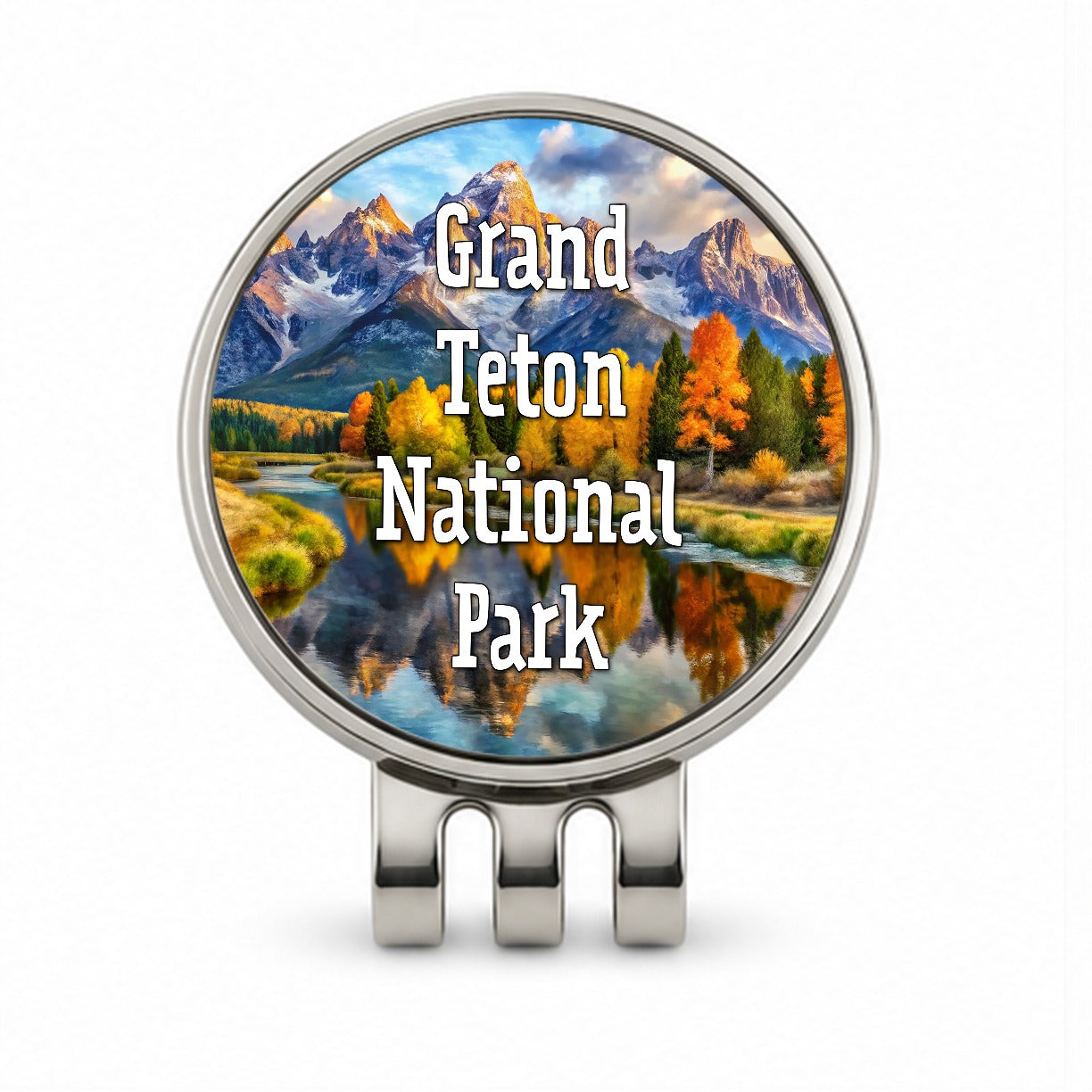 Grand Teton National Park Wyoming Golf Hat Clip with Ball Marker