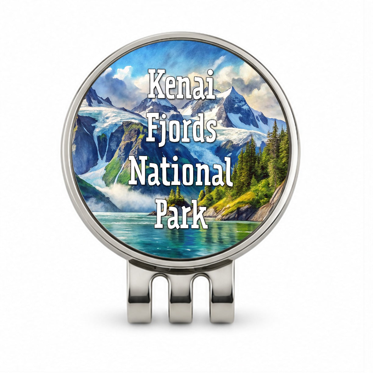 Kenai Fjords National Park Alaska Golf Hat Clip with Ball Marker