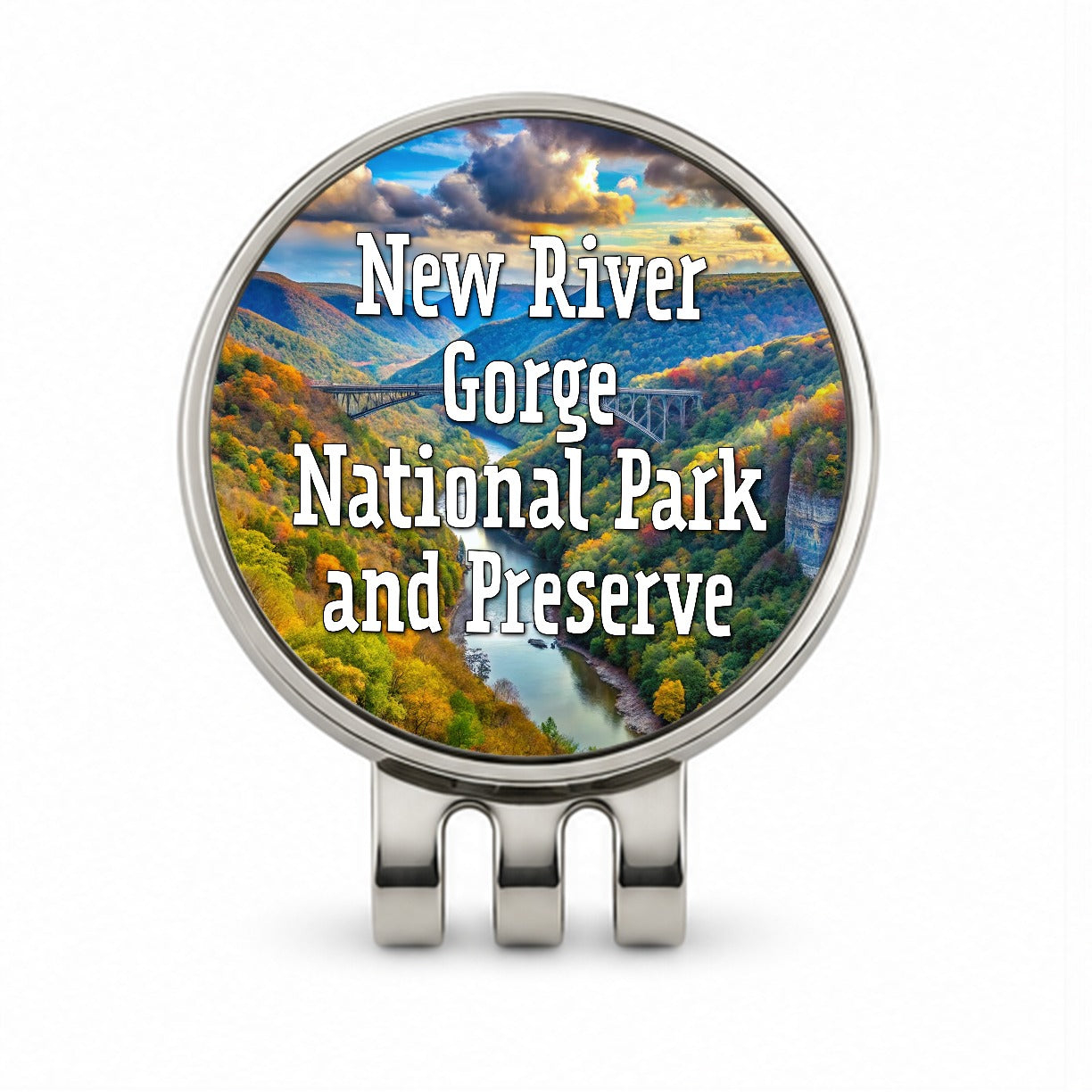 New River Gorge National Park and Preserve West Virginia Golf Hat Clip with Ball Marker