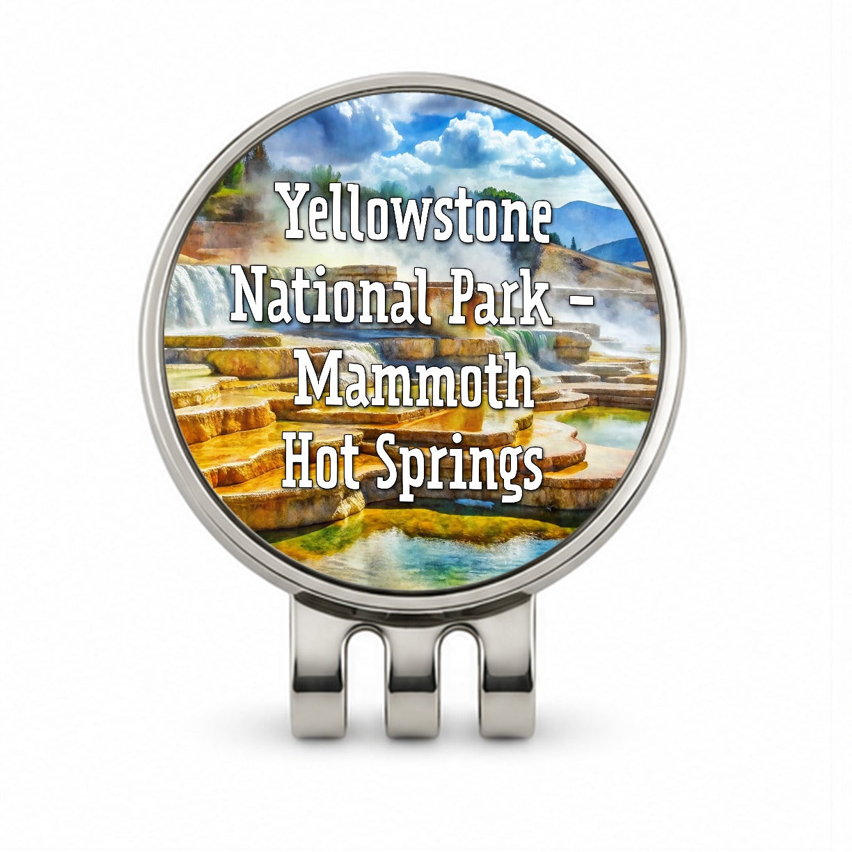 Yellowstone National Park Mammoth Hot Springs Golf Hat Clip with Ball Marker