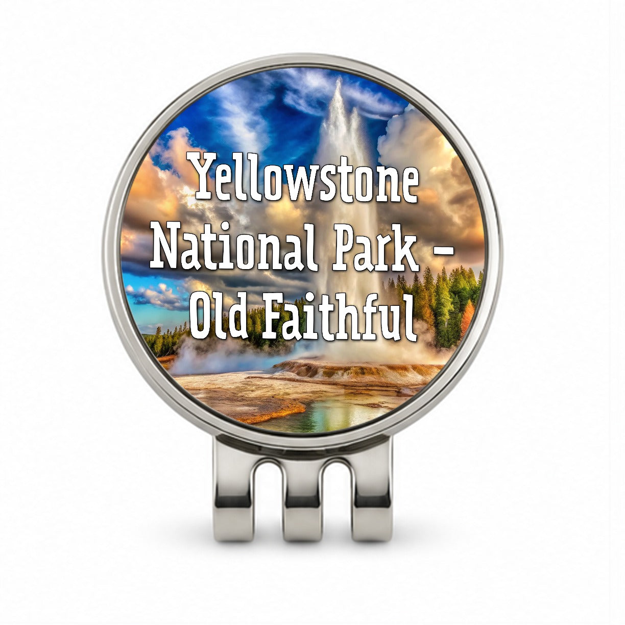 Yellowstone National Park Old Faithful Golf Hat Clip with Ball Marker