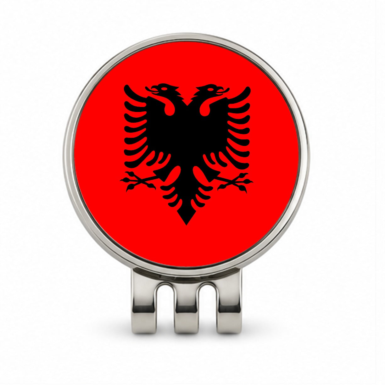 Albania Country Flag Golf Hat Clip with Ball Marker