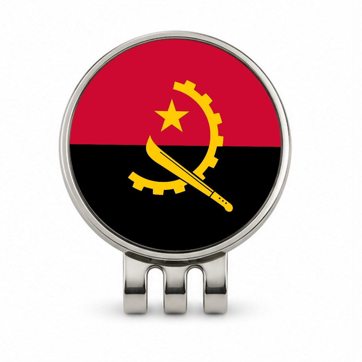 Angola Country Flag Golf Hat Clip with Ball Marker