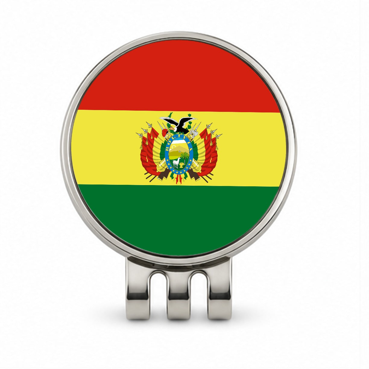 Bolivia Country Flag Golf Hat Clip with Ball Marker