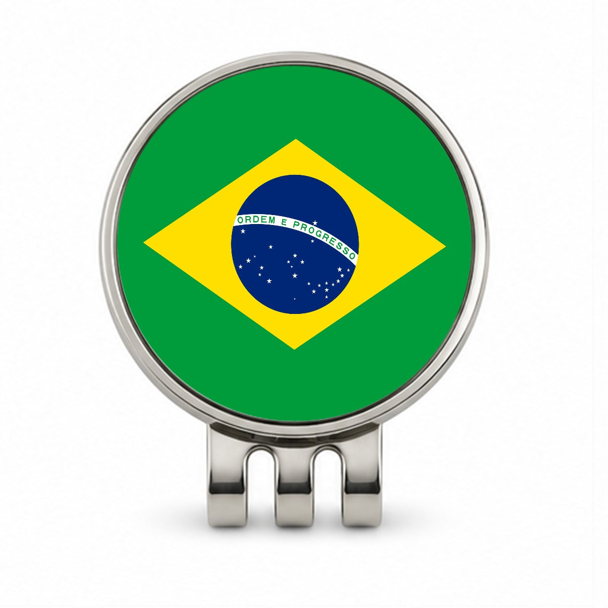 Brazil Country Flag Golf Hat Clip with Ball Marker