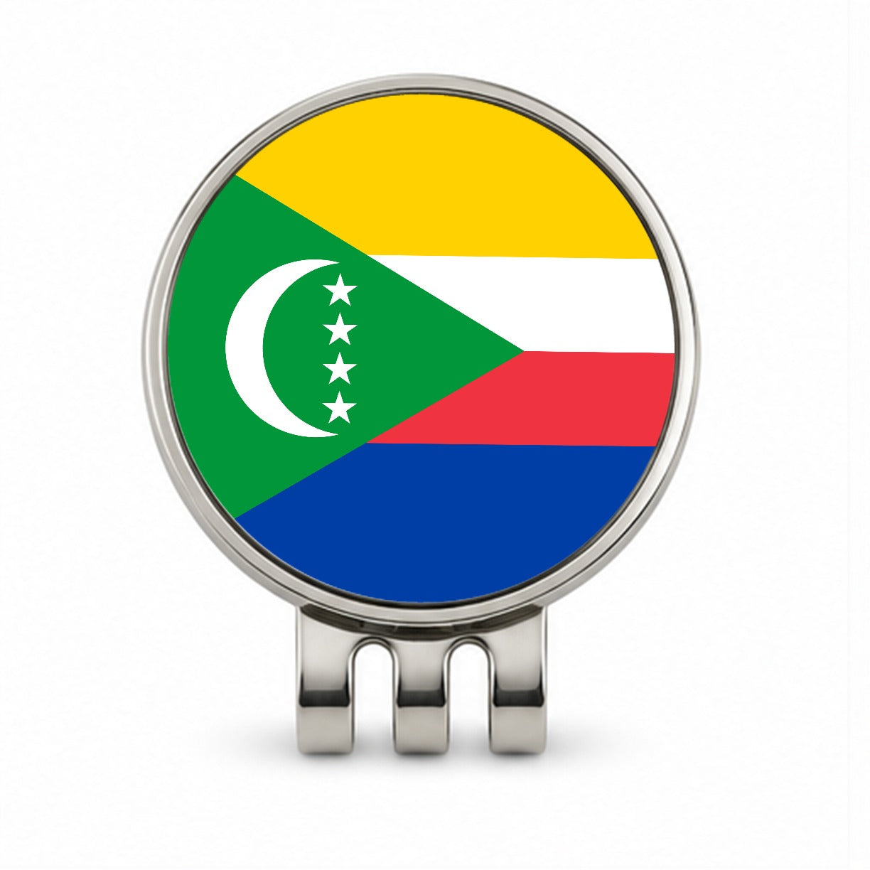 Comoros Country Flag Golf Hat Clip with Ball Marker