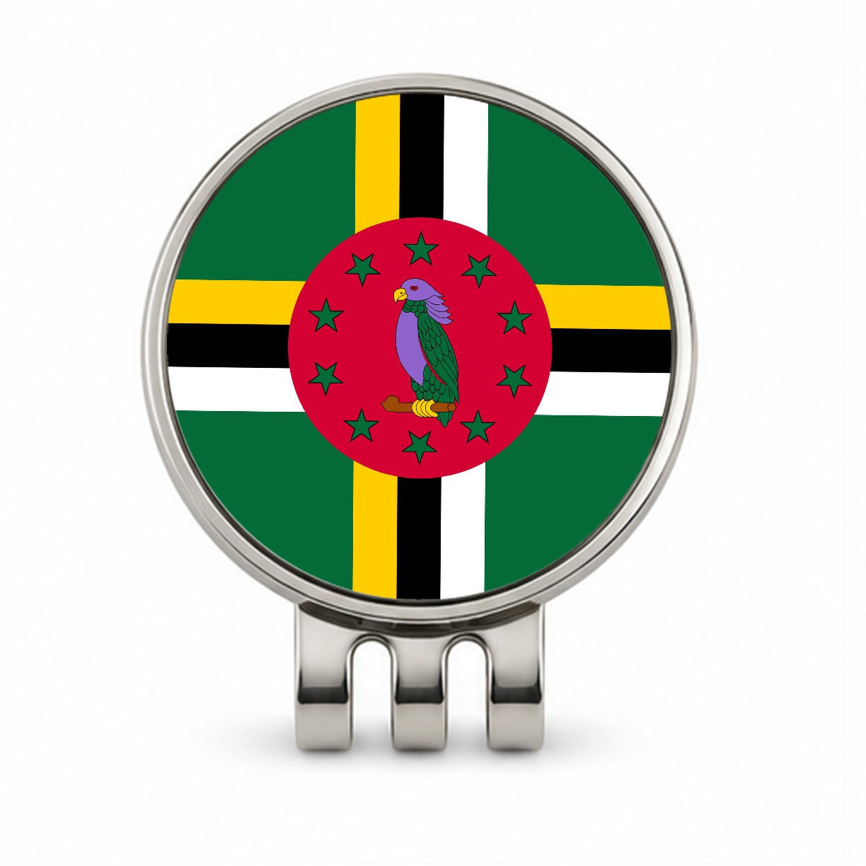 Dominica Country Flag Golf Hat Clip with Ball Marker