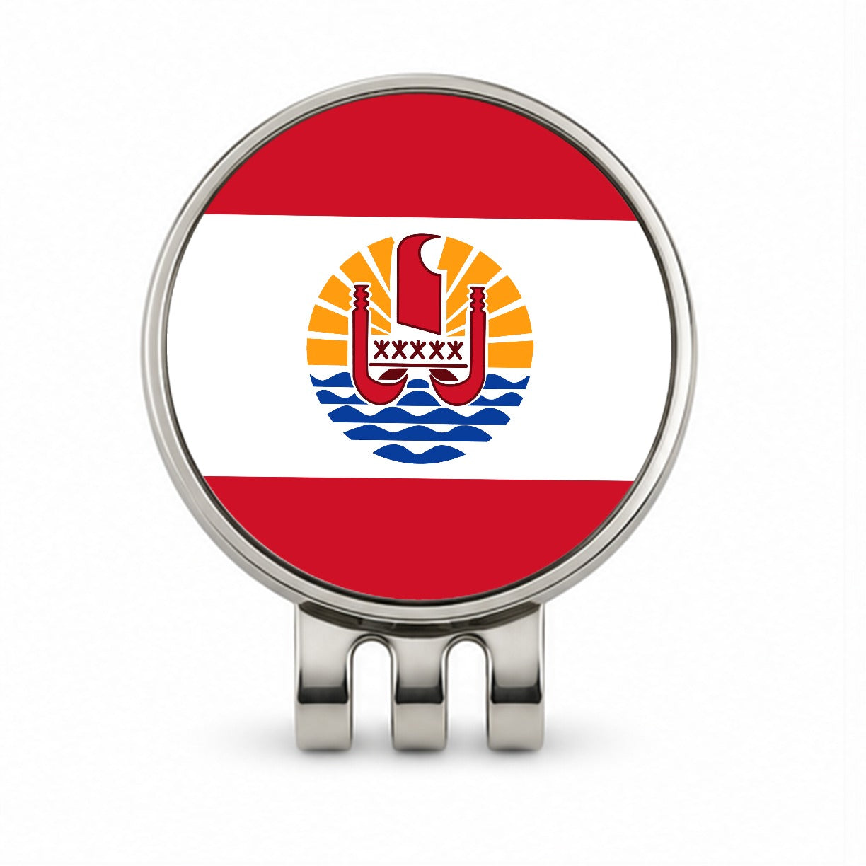 French Polynesia Country Flag Golf Hat Clip with Ball Marker