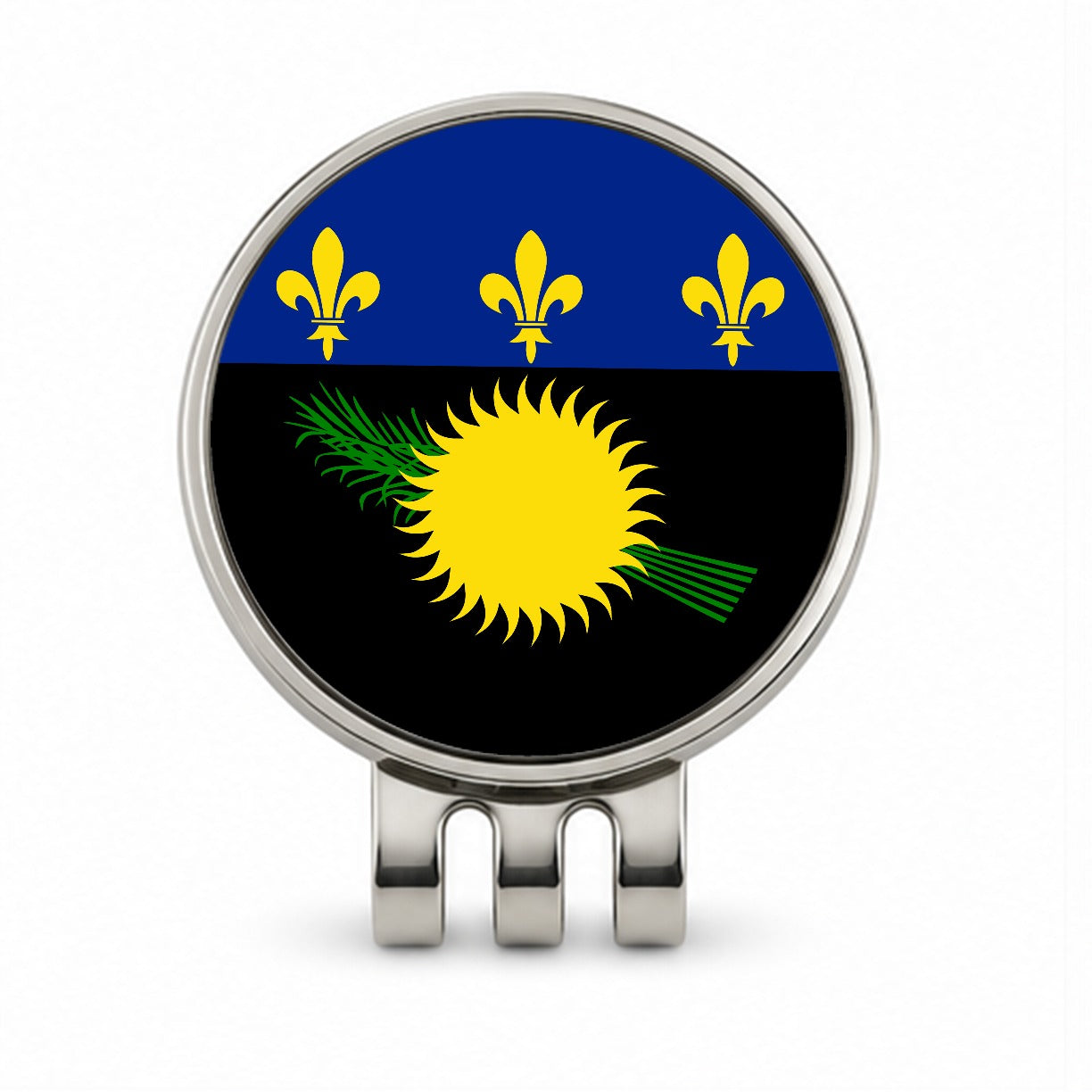 Guadeloupe Country Flag Golf Hat Clip with Ball Marker
