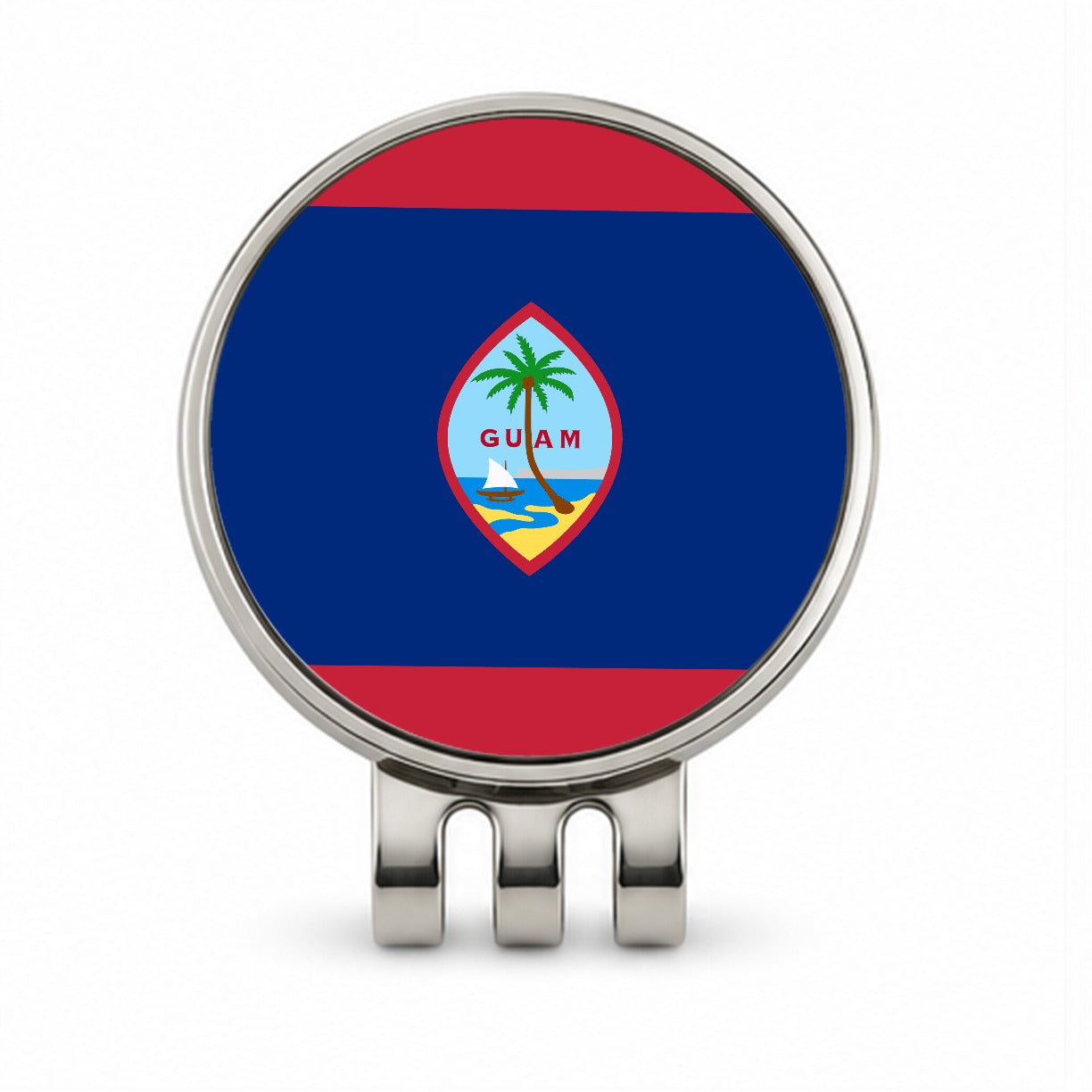 Guam Country Flag Golf Hat Clip with Ball Marker