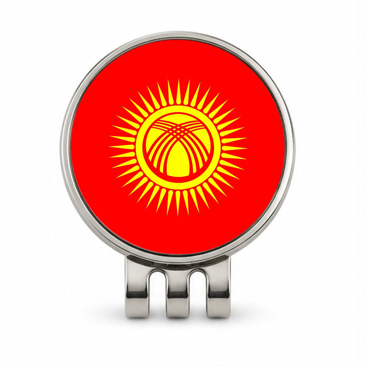 Kyrgyzstan Country Flag Golf Hat Clip with Ball Marker