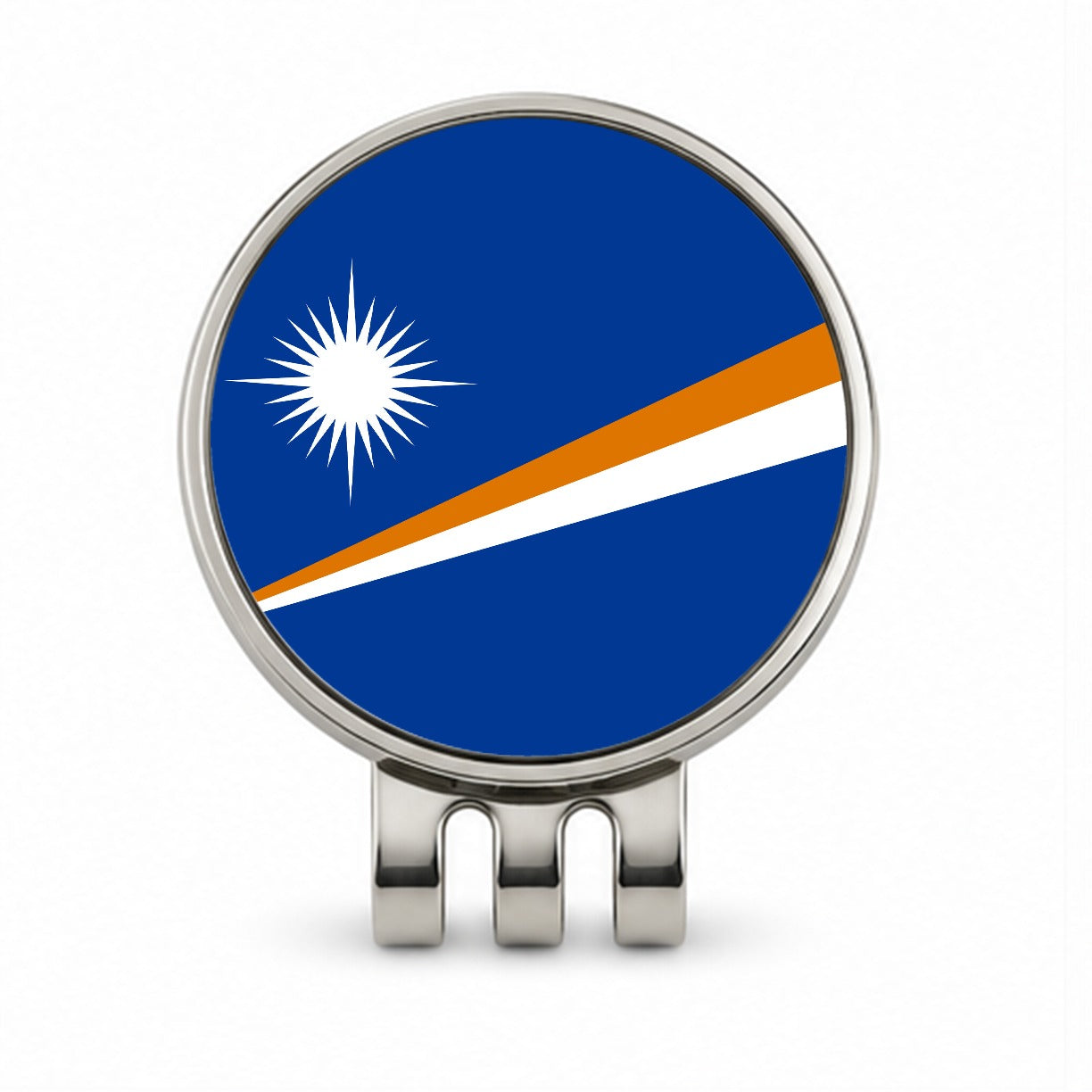 Marshall Islands Country Flag Golf Hat Clip with Ball Marker