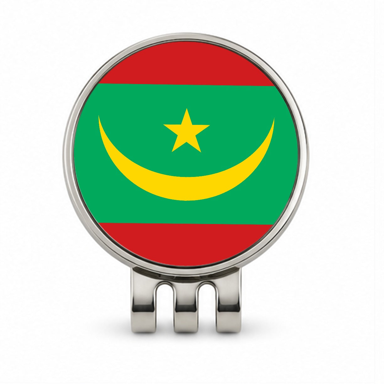 Mauritania Country Flag Golf Hat Clip with Ball Marker