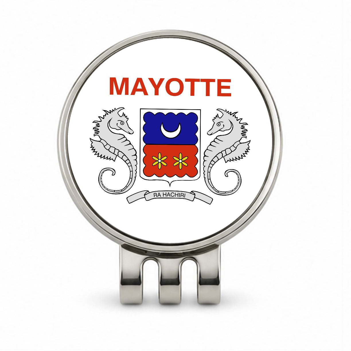 Mayotte Country Flag Golf Hat Clip with Ball Marker