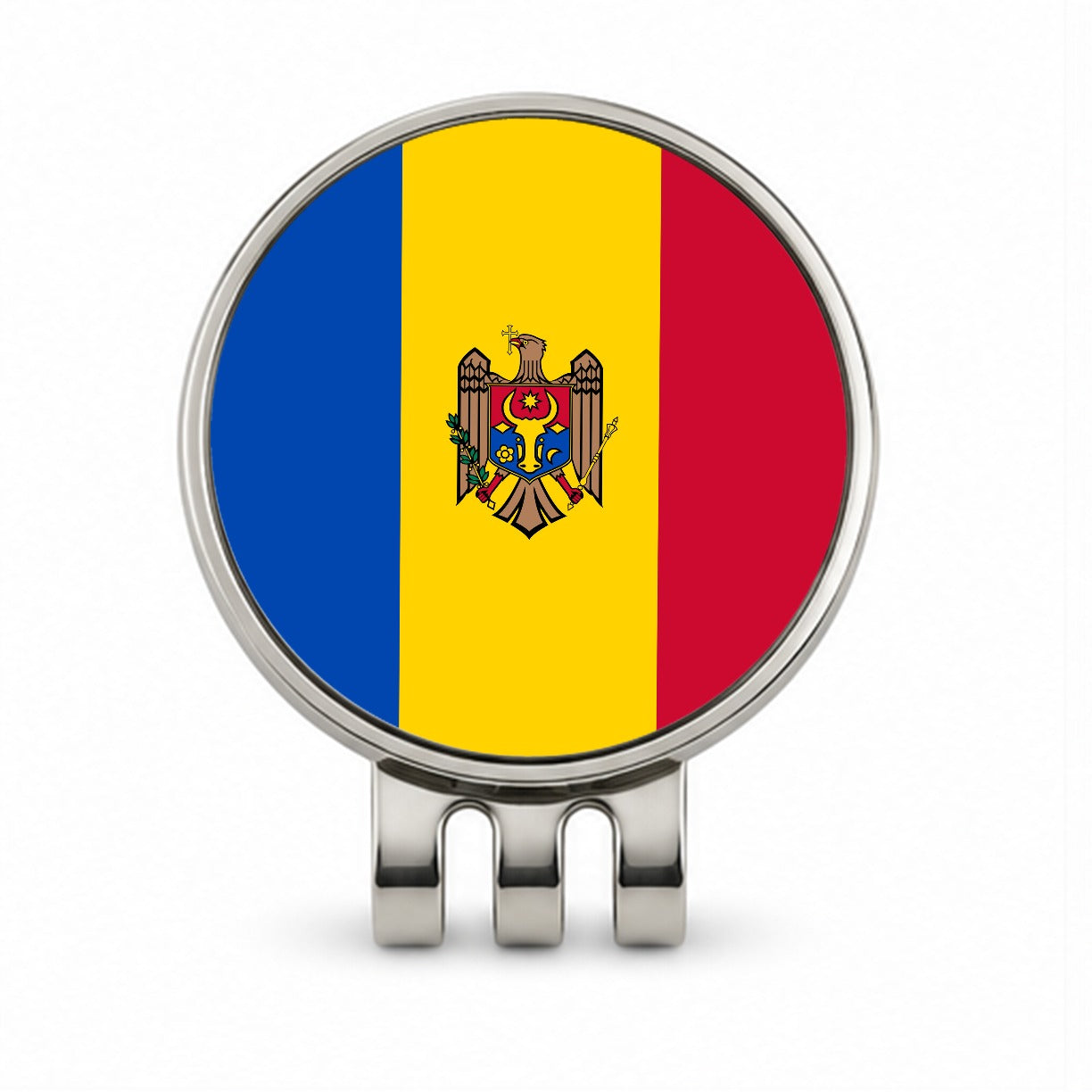 Moldova Country Flag Golf Hat Clip with Ball Marker