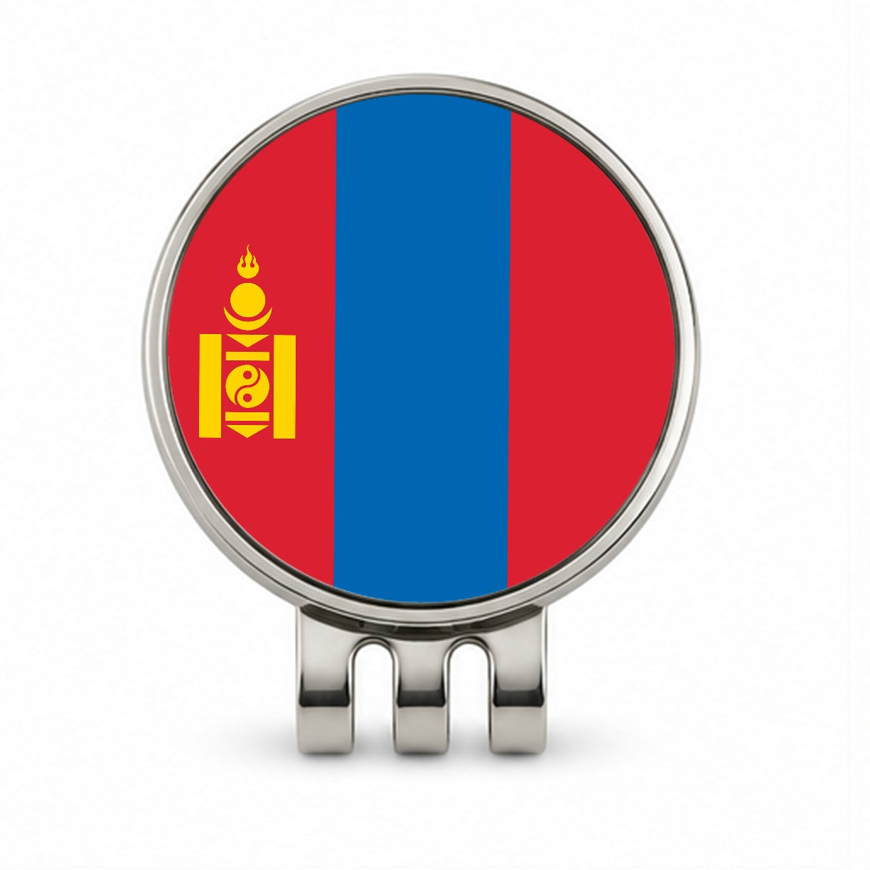 Mongolia Country Flag Golf Hat Clip with Ball Marker
