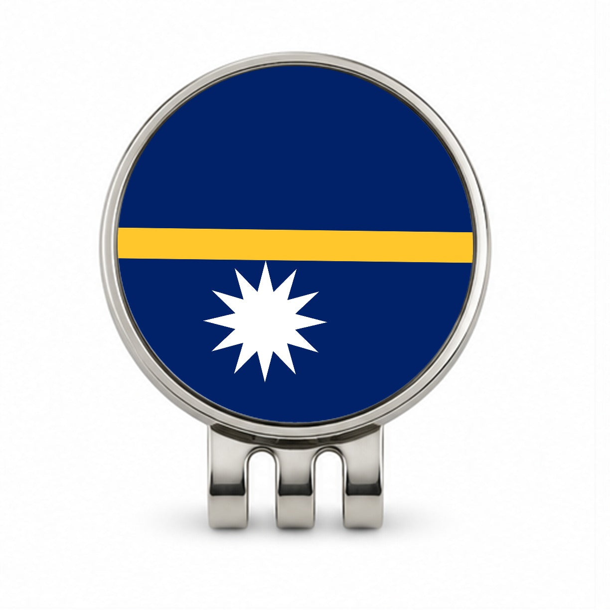 Nauru Country Flag Golf Hat Clip with Ball Marker