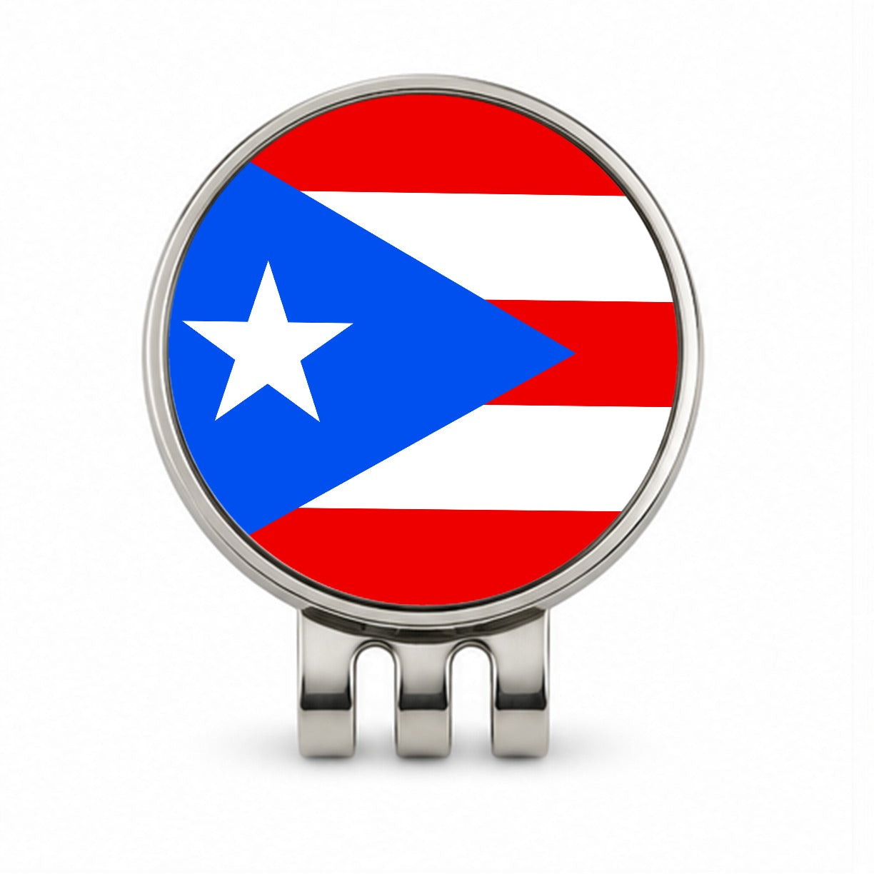 Puerto Rico Country Flag Golf Hat Clip with Ball Marker
