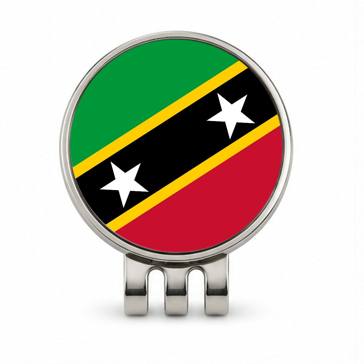 Saint Kitts and Nevis Country Flag Golf Hat Clip with Ball Marker
