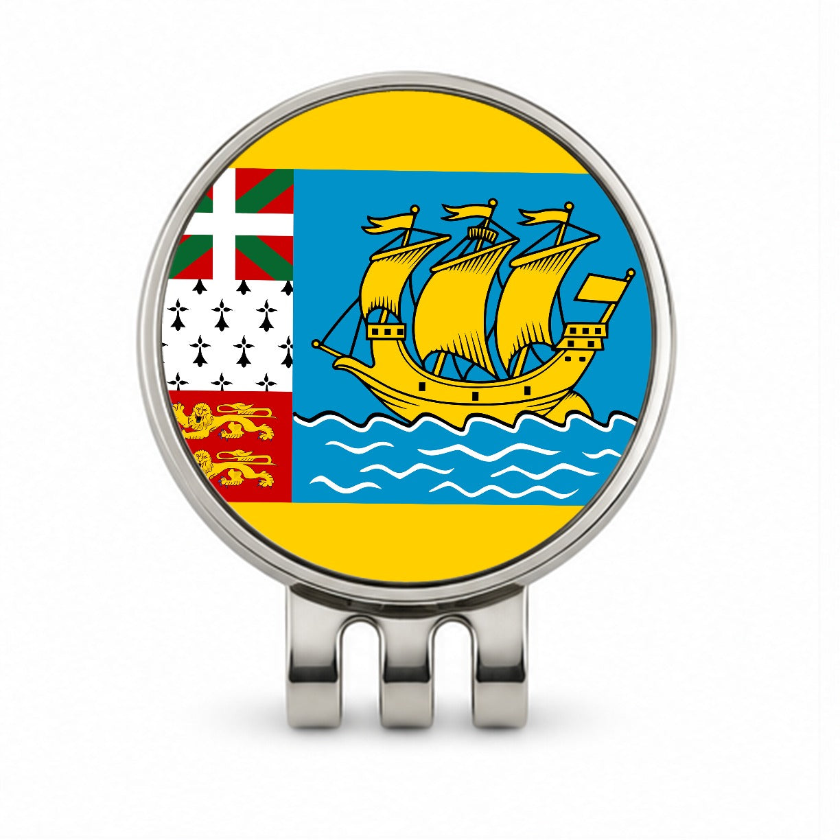 Saint Pierre and Miquelon Country Flag Golf Hat Clip with Ball Marker