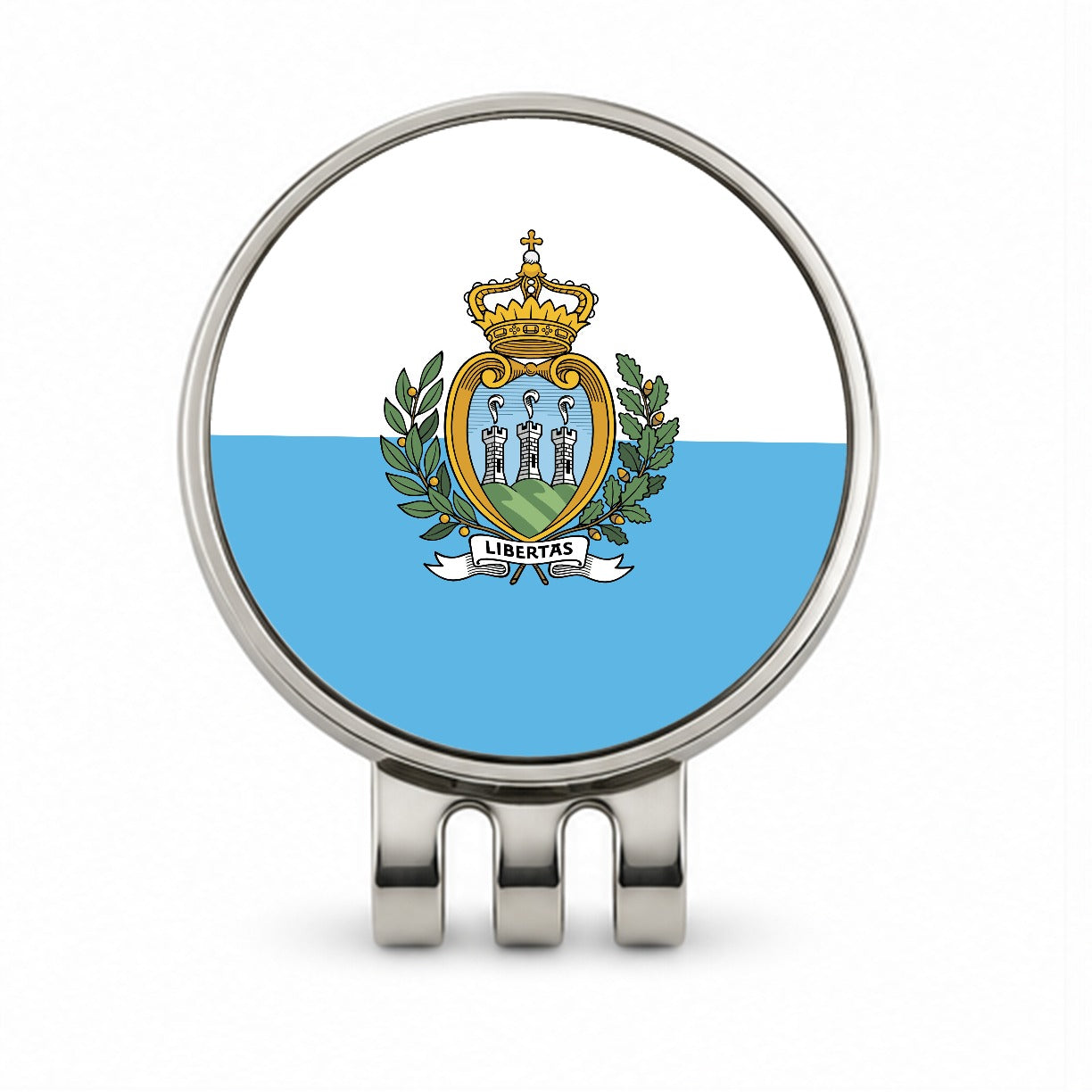 San Marino Country Flag Golf Hat Clip with Ball Marker