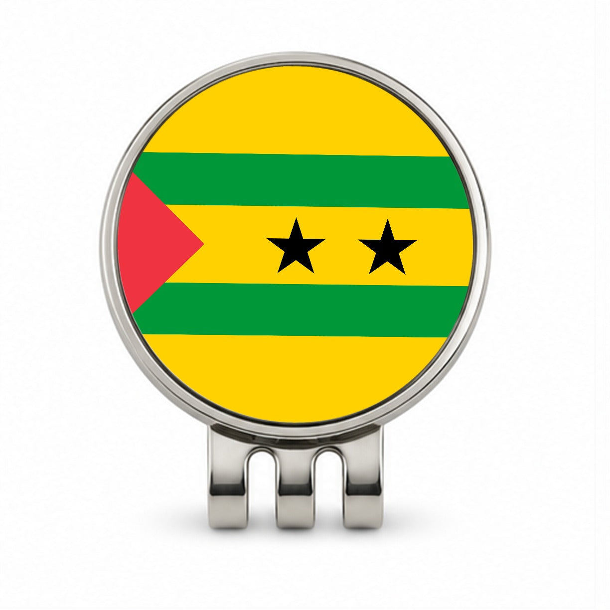 Sao Tome and Principe Country Flag Golf Hat Clip with Ball Marker