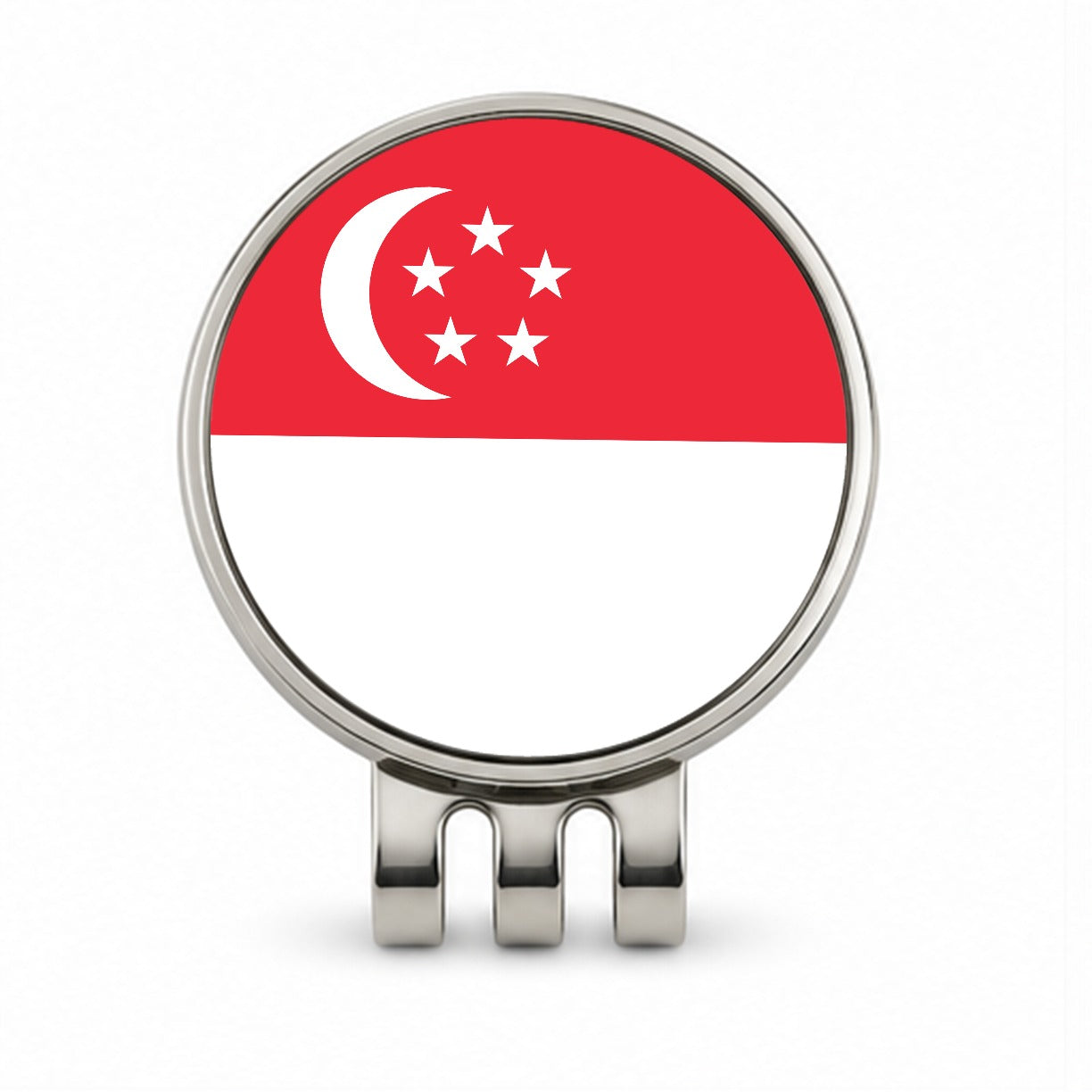 Singapore Country Flag Golf Hat Clip with Ball Marker