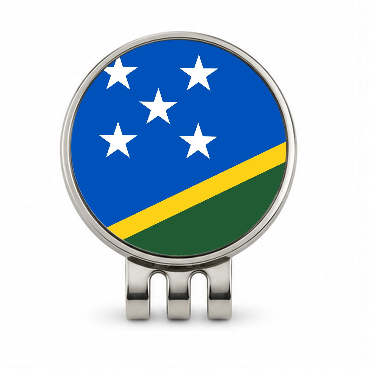 Solomon Islands Country Flag Golf Hat Clip with Ball Marker