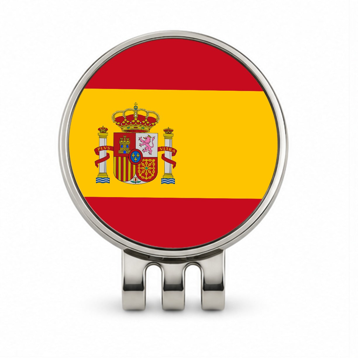 Spain Country Flag Golf Hat Clip with Ball Marker