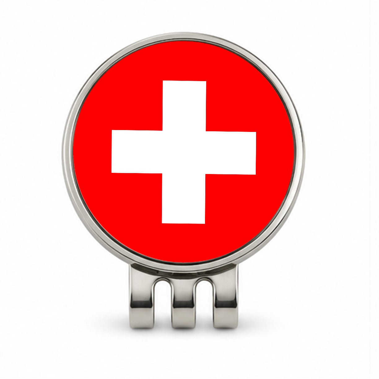 Switzerland Country Flag Golf Hat Clip with Ball Marker