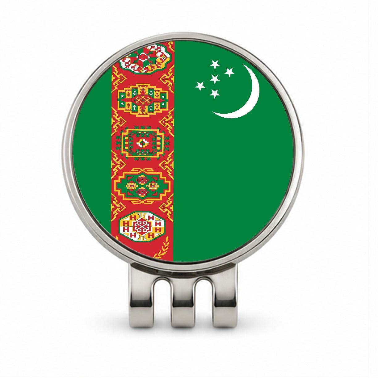 Turkmenistan Country Flag Golf Hat Clip with Ball Marker