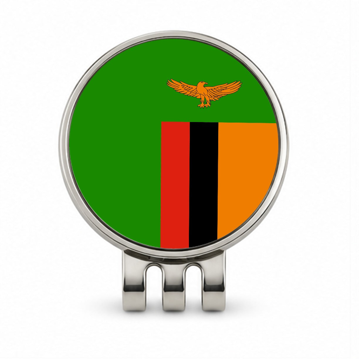 Zambia Country Flag Golf Hat Clip with Ball Marker