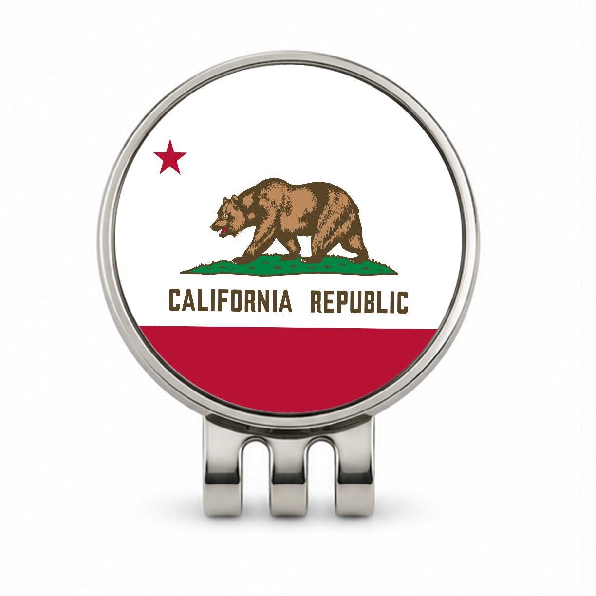 California CA State Flag Golf Hat Clip with Ball Marker