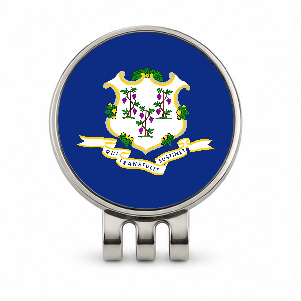 Connecticut CT State Flag Golf Hat Clip with Ball Marker