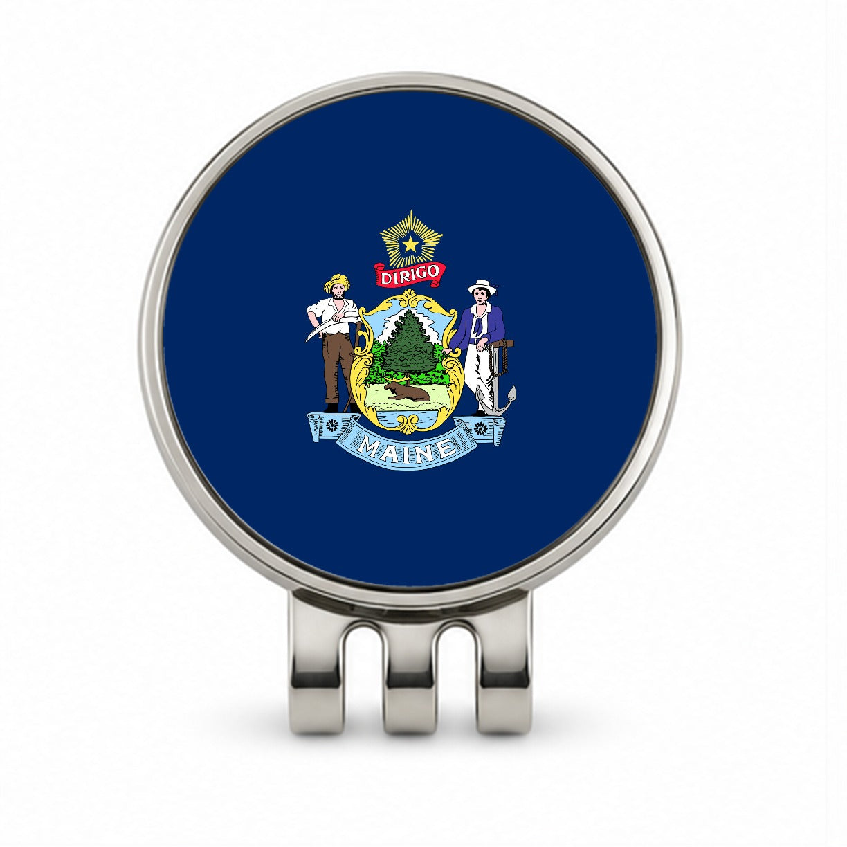 Maine ME State Flag Golf Hat Clip with Ball Marker