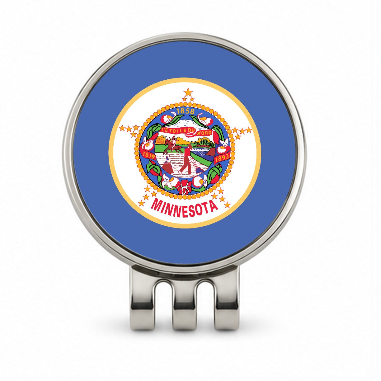 Minnesota MN State Flag Golf Hat Clip with Ball Marker