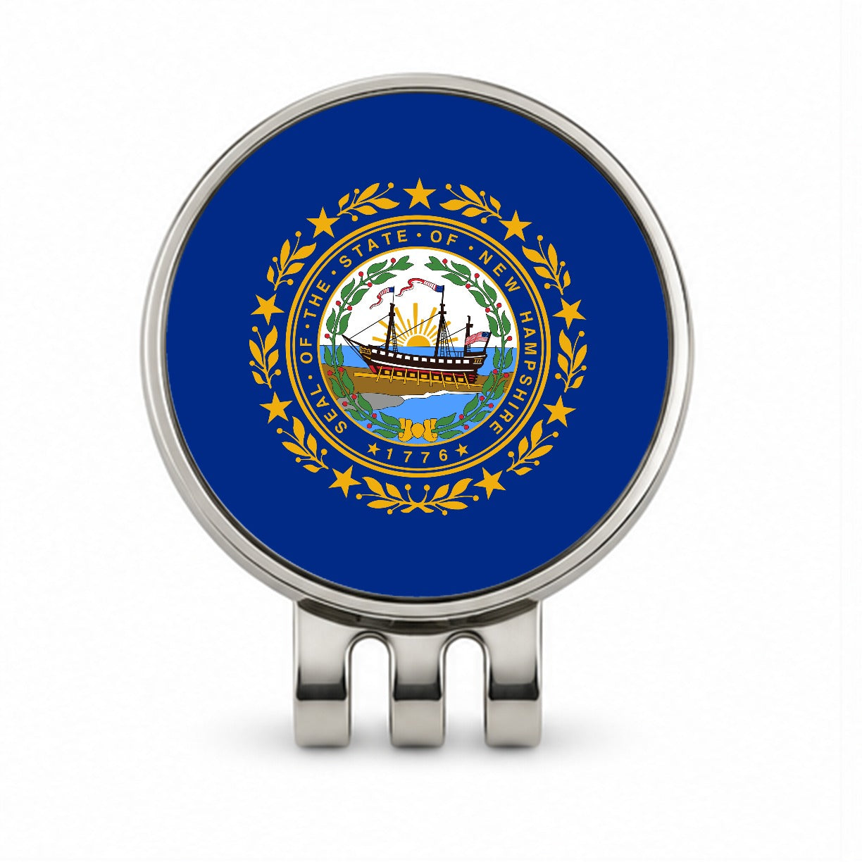 New Hampshire NH State Flag Golf Hat Clip with Ball Marker