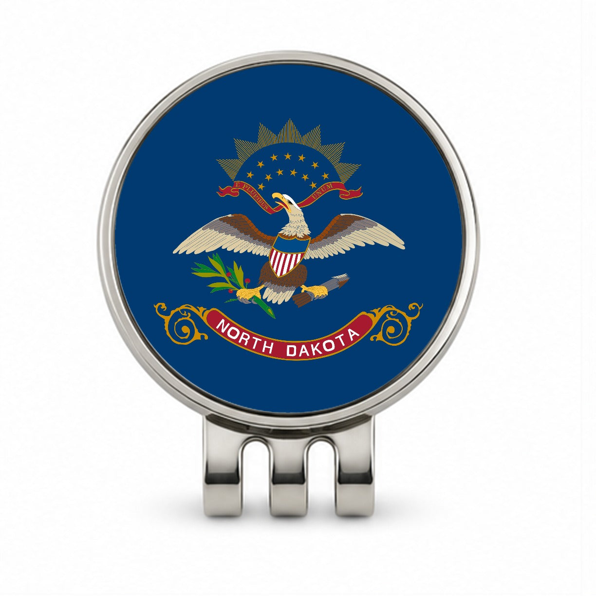 North Dakota ND State Flag Golf Hat Clip with Ball Marker