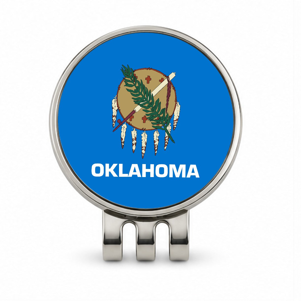 Oklahoma OK State Flag Golf Hat Clip with Ball Marker