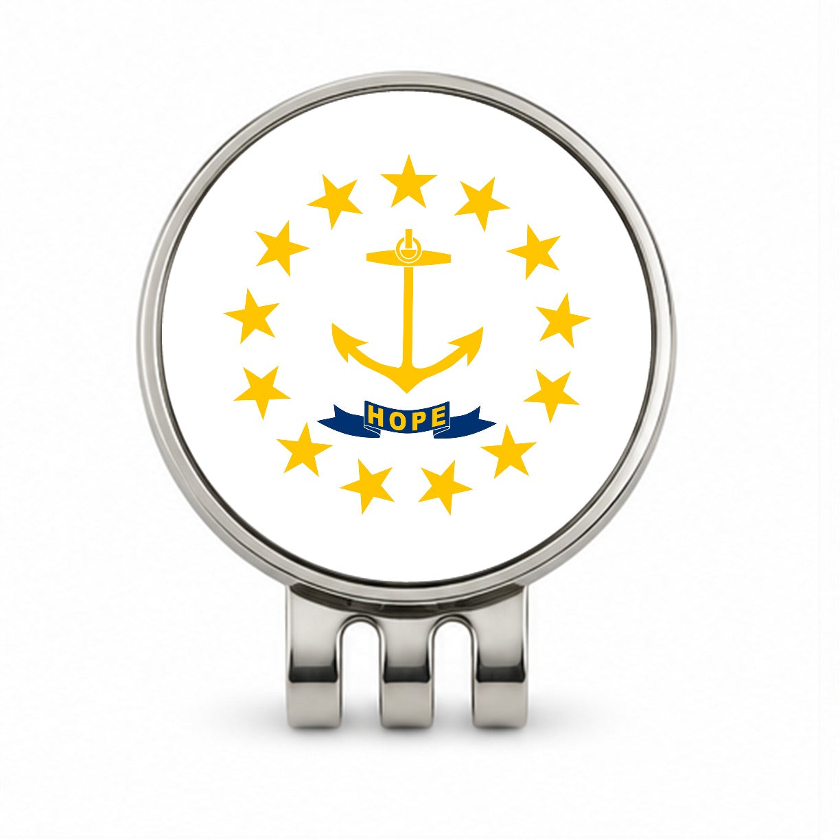 Rhode Island RI State Flag Golf Hat Clip with Ball Marker