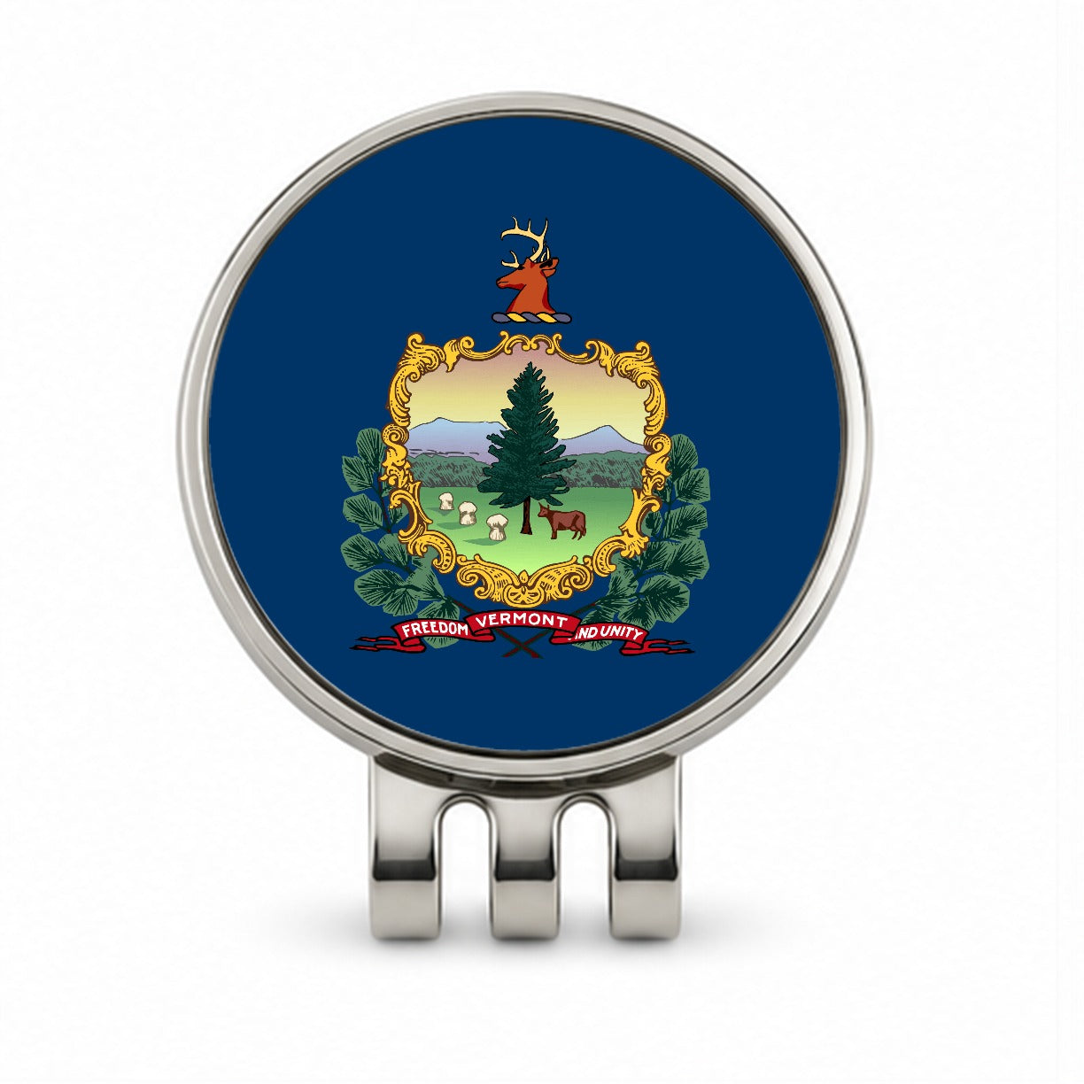 Vermont VT State Flag Golf Hat Clip with Ball Marker