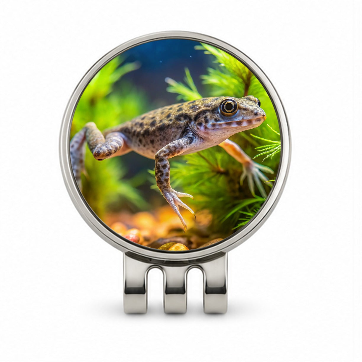 African Dwarf Frog Swimming Golf Hat Clip with Ball Marker