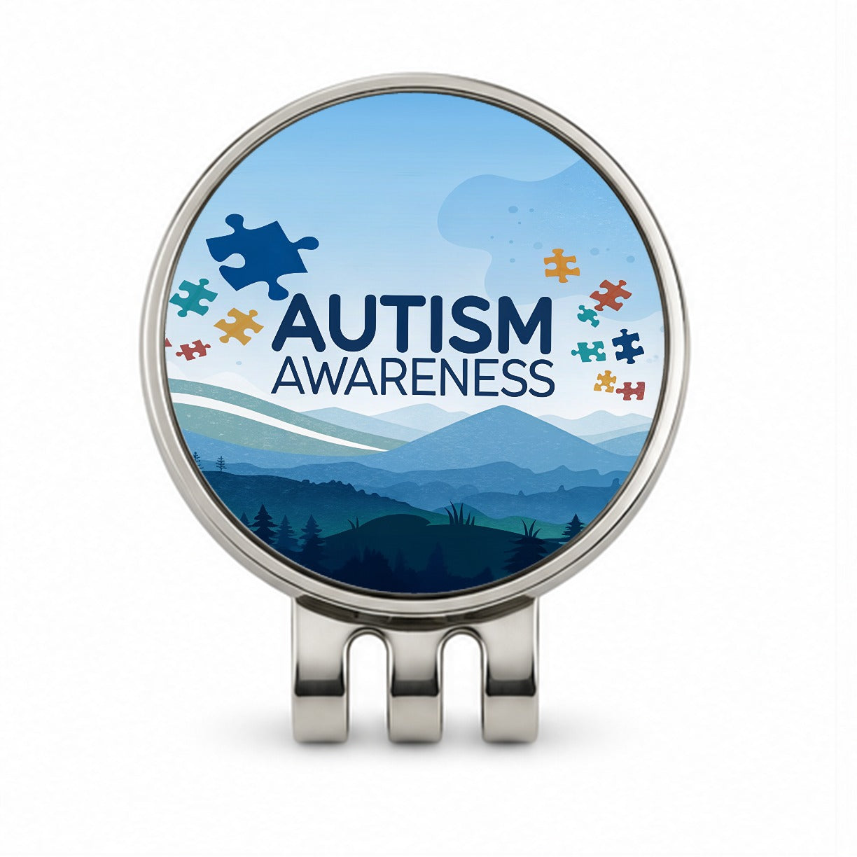 Autism Awareness Flying Puzzle Pieces Golf Hat Clip with Ball Marker