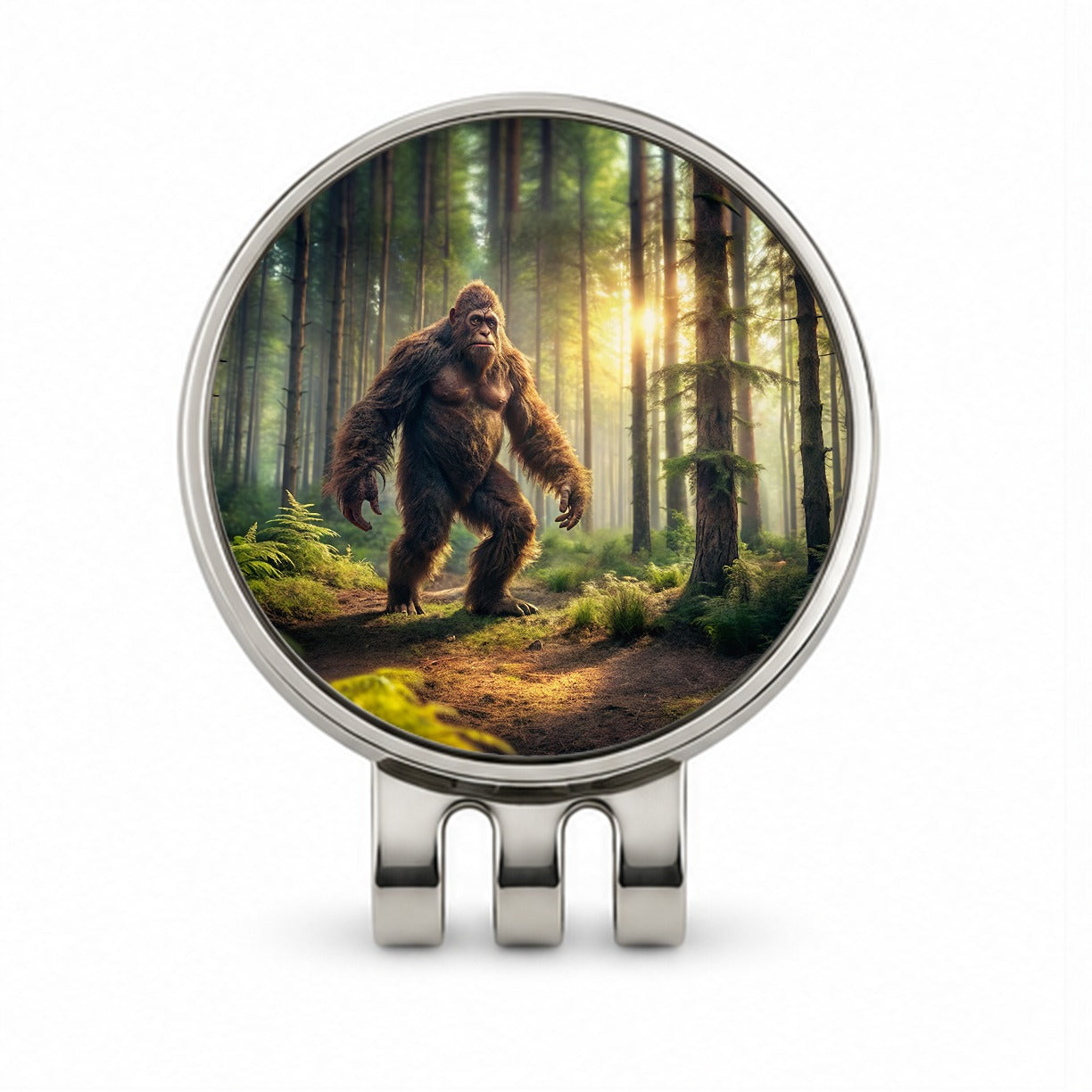 Big Foot Strolling Through The Forest Golf Hat Clip with Ball Marker